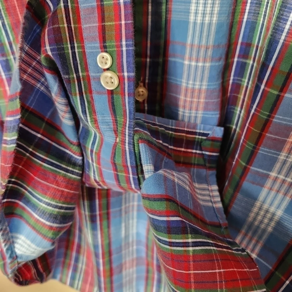 Ralph Lauren Boys Plaid Short Sleeve Cotton Buttonfront Shirt-Size XL
